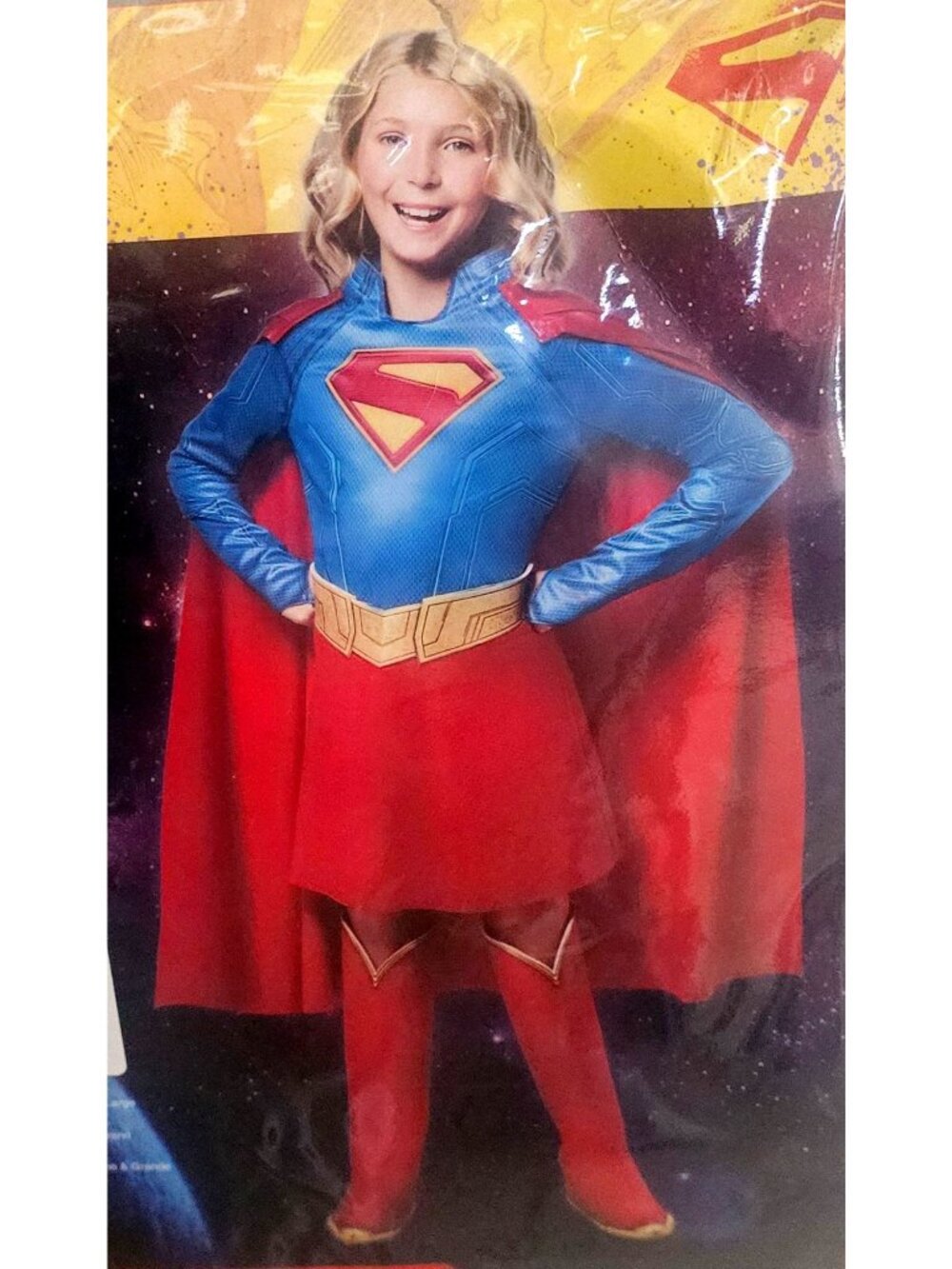 DC Comics Supergirl Costume Girls 7-8 Dress Cape Belt Boot Covers Rubies Kids